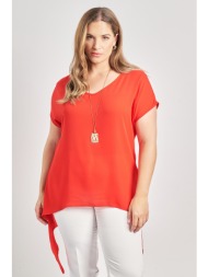 ασύμμετρη βραδινή μπλούζα ζορζέτα με κολιέ