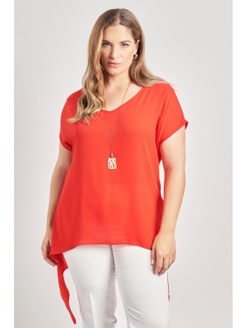 ασύμμετρη βραδινή μπλούζα ζορζέτα με κολιέ σε προσφορά