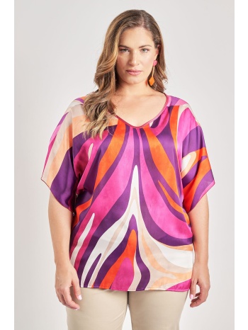 μπλούζα σατινέ σε εμπριμέ abstract μοτίβο σε προσφορά
