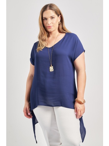 ασύμμετρη βραδινή μπλούζα ζορζέτα με κολιέ σε προσφορά