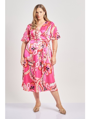 φόρεμα κρουαζέ σατέν εμπριμέ λαχούρια σε προσφορά