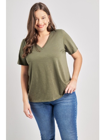 basic μπλούζα βαμβακερή με v σε προσφορά
