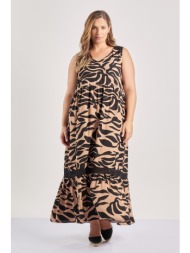 φόρεμα tropical εμπριμέ με δαντέλα