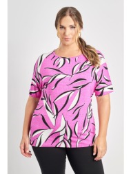 εμπριμέ μπλούζα βισκόζη με ελαστική λαιμόκοψη