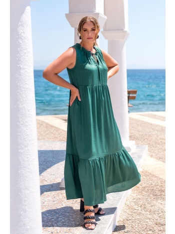 μάξι σατινέ φόρεμα με βολάν σε προσφορά