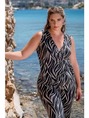 κρουαζέ μπλούζα ελαστική εμπριμέ με κρίκο στο πλάι σε προσφορά