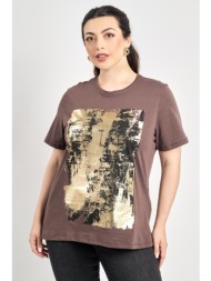 t-shirt βαμβακερό με στάμπα φόιλ