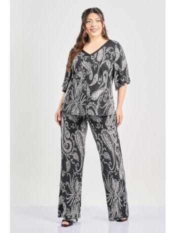 παντελόνα ελαστική εμπριμέ με σχέδιο λαχούρια σε προσφορά