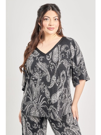 μπλούζα ελαστική εμπριμέ με σχέδιο λαχούρια σε προσφορά