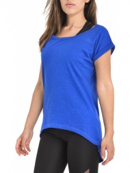 γυναικείο κοντομάνικο ριχτό μπλουζάκι σε μπλε χρώμα