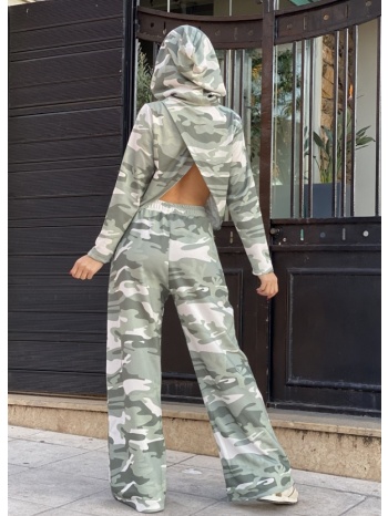 army σετ φούτερ φόρμες με άνοιγμα στην πλάτη - χακί
