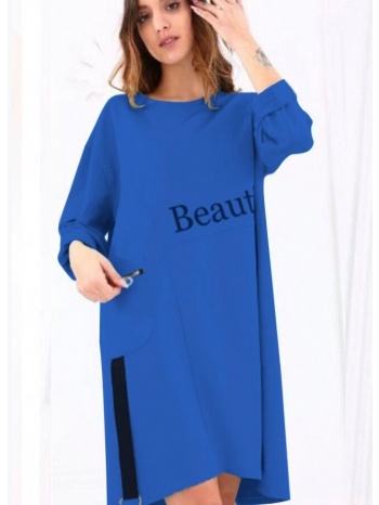 oversize φούτερ μπλουζοφόρεμα με στάμπα - μπλε