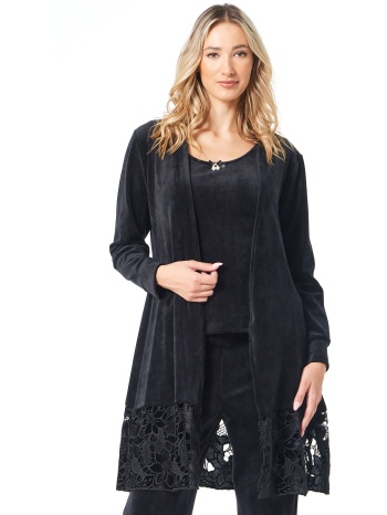 μαυρη βελουδινη ζακετα με δαντελα σε προσφορά