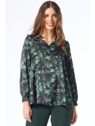 φλοραλ σατεν μπλουζα με ...