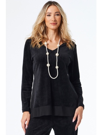 μαυρη βελουδινη μπλουζα με μουσελινα σε προσφορά