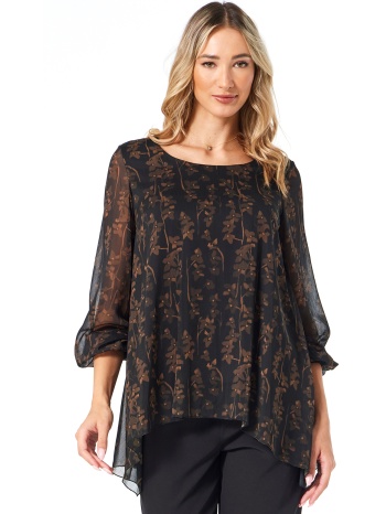 φλοραλ μπλουζα μουσελινα με μυτες σε προσφορά