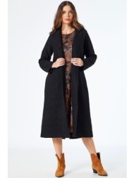 μαυρο μπουκλε μακρυ παλτο