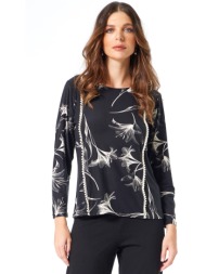 φλοραλ πλεκτη μπλουζα με ...