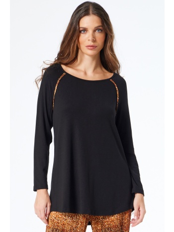 μαυρη πλεκτη μπλουζα με εμπριμε διακοσμο σε προσφορά