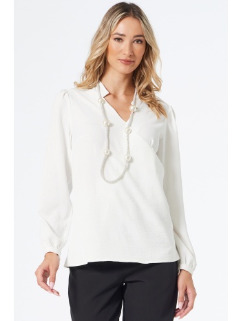 εκρου κρουαζε μπλουζα με σουρα σε προσφορά