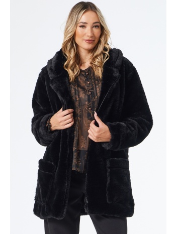 μαυρο παλτο γουνα με τσεπες σε προσφορά
