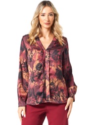 φλοραλ σατεν μπλουζα με πατιλετα