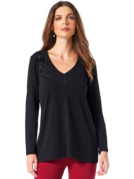 μαυρη πλεκτη μπλουζα με ...