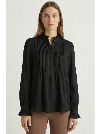 μαυρη μπλουζα με πιετες και βολαν σε προσφορά