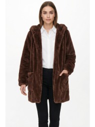 καφε παλτο γουνα με ...