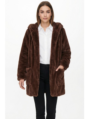 καφε παλτο γουνα με τσεπες σε προσφορά