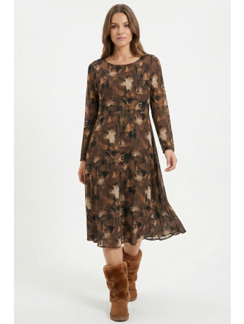 καφε φλοραλ φορεμα σε αλφα γραμμη σε προσφορά