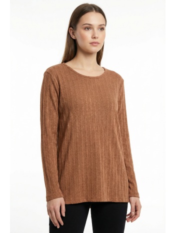 καφε πλεκτη ριπ μπλουζα σε ισια γραμμη σε προσφορά