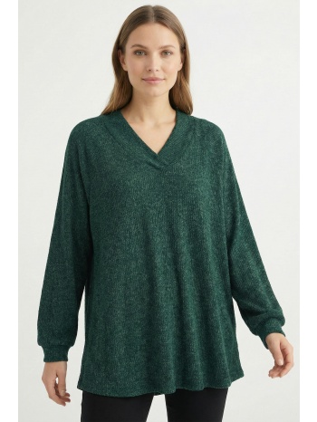 κυπαρισσι πλεκτη ριπ μπλουζα με μανσετες σε προσφορά