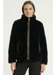 μαυρη γουνα με δερματινη