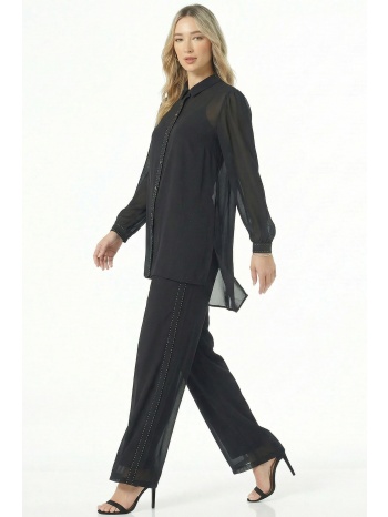 μαυρη παντελονα μουσελινα με στρας σε προσφορά