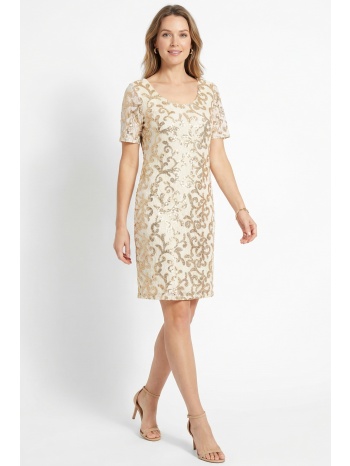 χρυσο δαντελενιο φορεμα με παγιετα