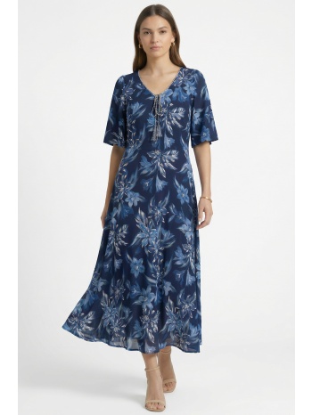 φλοραλ μαξι φορεμα με τρεσσα