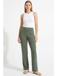 χακι ελαστικο παντελονι με μπασκα