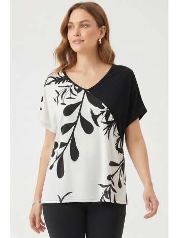 v-neck εκρου φλοραλ μπλουζα