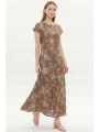 καφε μαξι κεντητο φορεμα linen-look