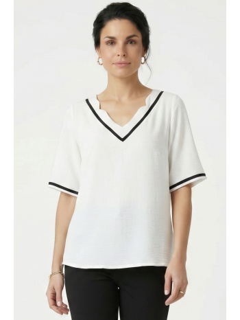 εκρου v-neck κοντομανικη μπλουζα