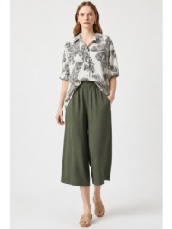 χακι zip culotte linen-look