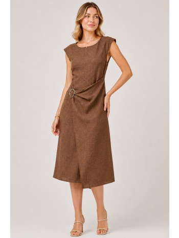 καφε midi φορεμα linen-look