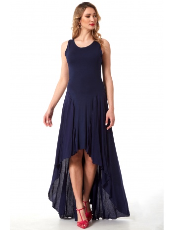 μπλε ασυμμετρο μαξι φορεμα με σουρες σε προσφορά