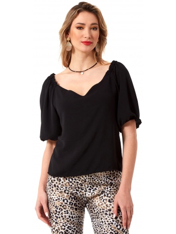μαυρη μπλουζα με balloon μανικι σε προσφορά