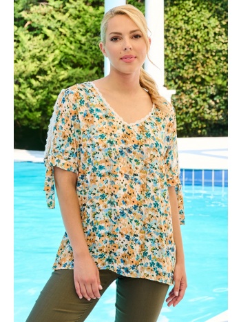 φλοραλ μπλουζα με ανοιγμα στους ωμους σε προσφορά