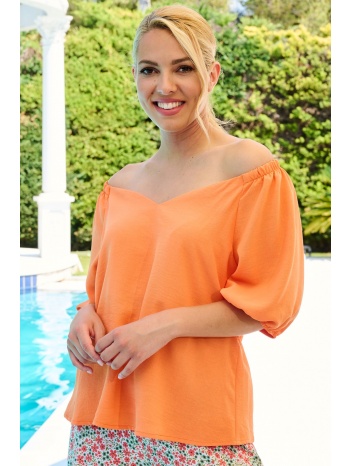 πορτοκαλι μπλουζα με balloon μανικι σε προσφορά