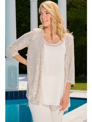 μπεζ ζακετα απο παγιετα με βατες σε προσφορά