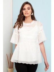 εκρου μπλουζα σε οργαντζα ολοκεντητη