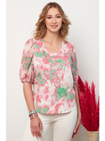 εμπριμε μπλουζα με σουρα στα μανικια σε προσφορά